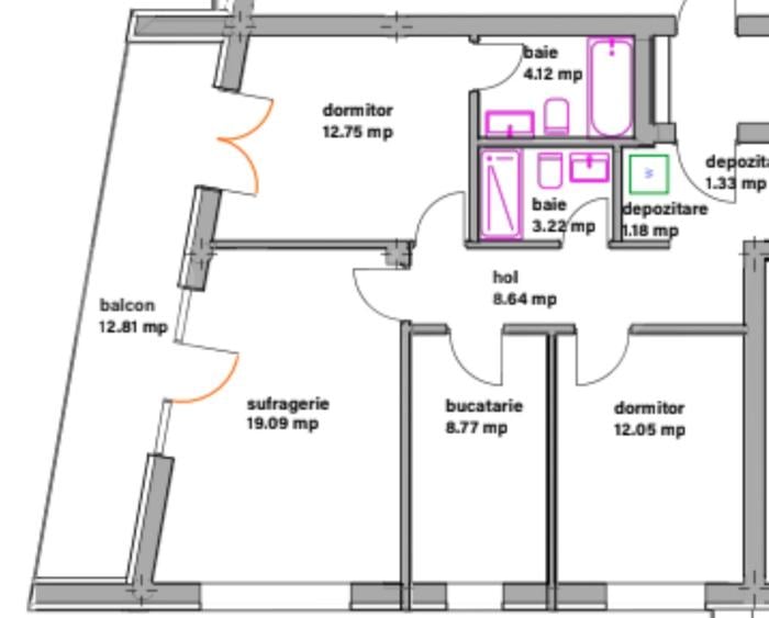 Apartament cu 3 camere decomandat în Ghimbav
