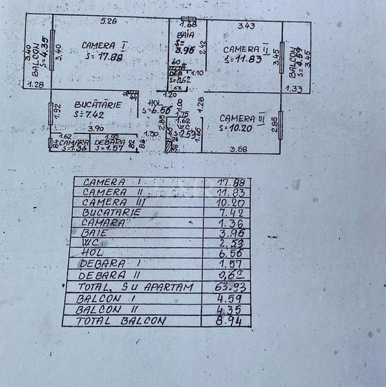 Apartament cu 3 camere în Plopilor