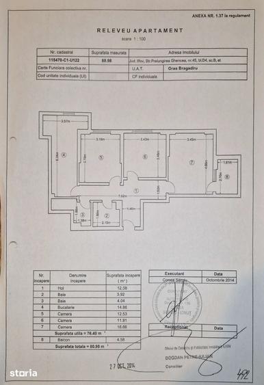 Apartament cu 3 camere decomandat în Central