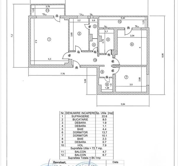 Apartament cu 3 camere decomandat în Traian