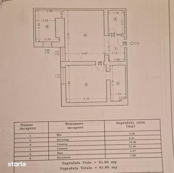 Apartament cu 2 camere semidecomandat în Nord