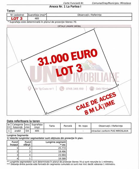 Teren agricol intravilan de 481 mp, în Miroslava
