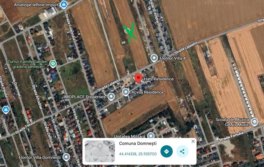 Teren Construcții intravilan de 566 mp, în Domnești