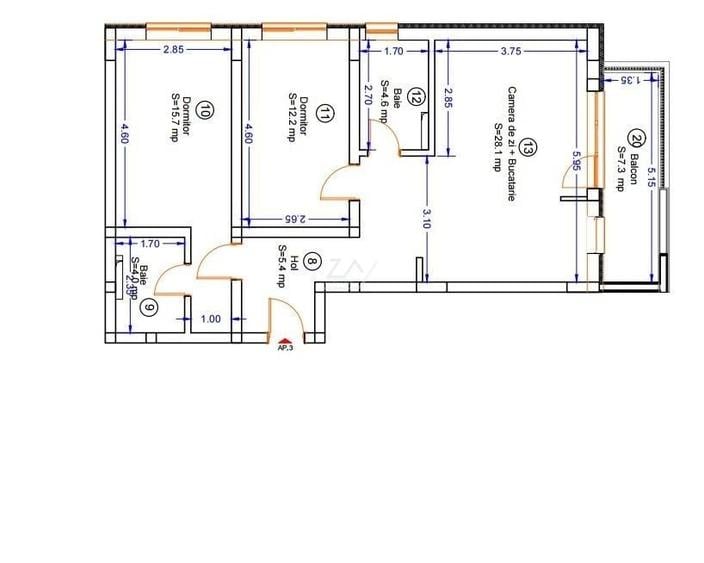 Apartament cu 3 camere decomandat în Giroc
