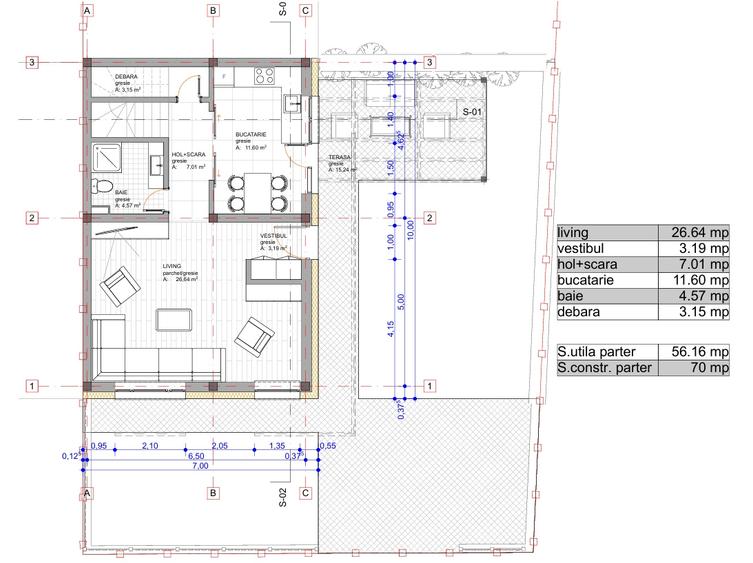 Duplex cu 4 camere cu Canalizare în Florești