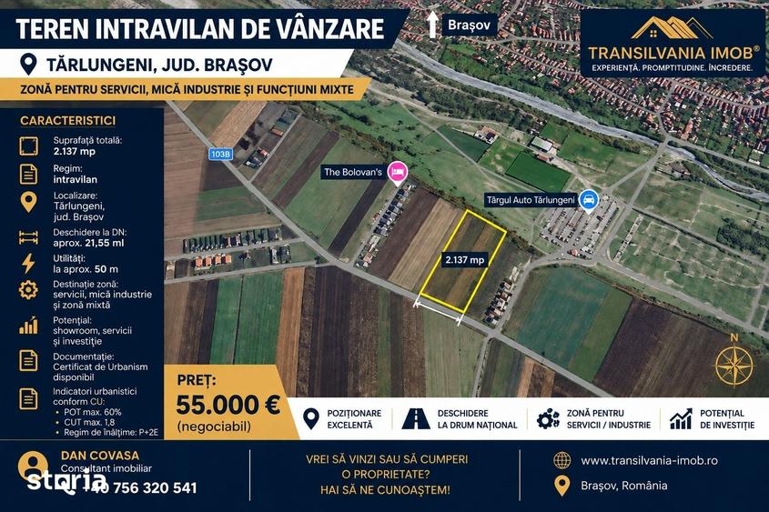 Teren de 2137 mp, în Tărlungeni