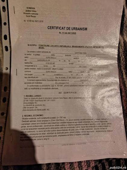 Teren de 797 mp, în Gura Râului