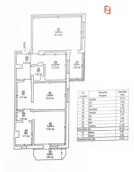 Apartament cu 3 camere decomandat în Freidorf