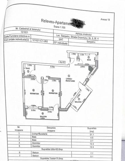 Apartament cu 3 camere decomandat în Sânpetru
