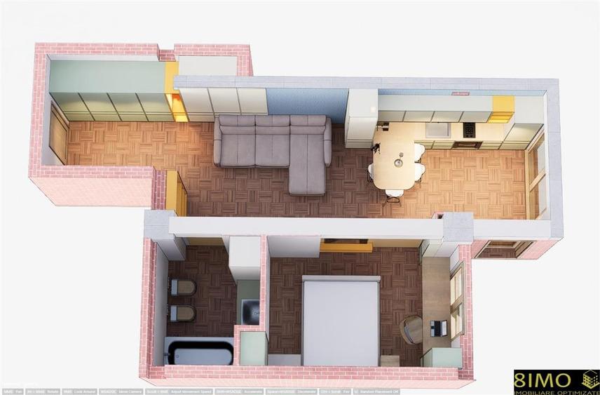 Apartament cu 2 camere decomandat în Sud-Vest