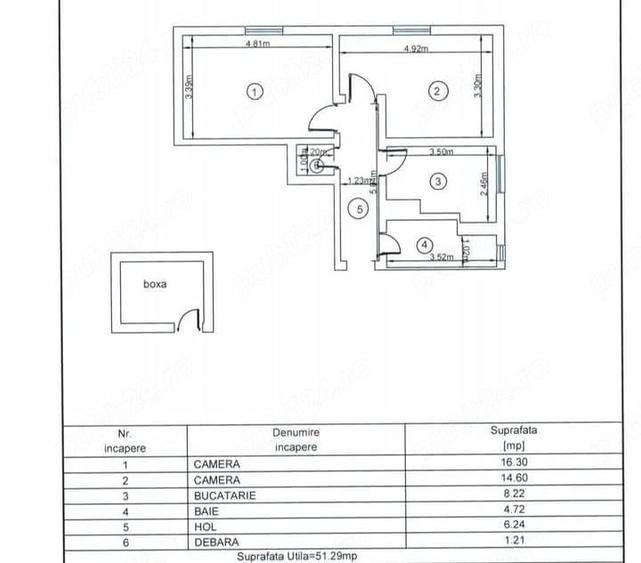 Apartament cu 2 camere decomandat în Central