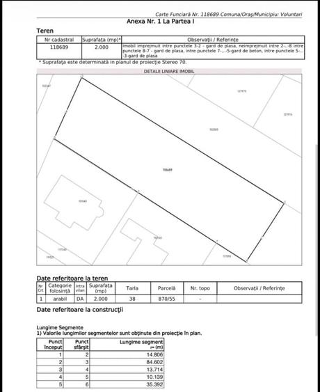 Teren de vânzare Voluntari Matei Millo 2000mp strada Macilor 10 - 500€/mp