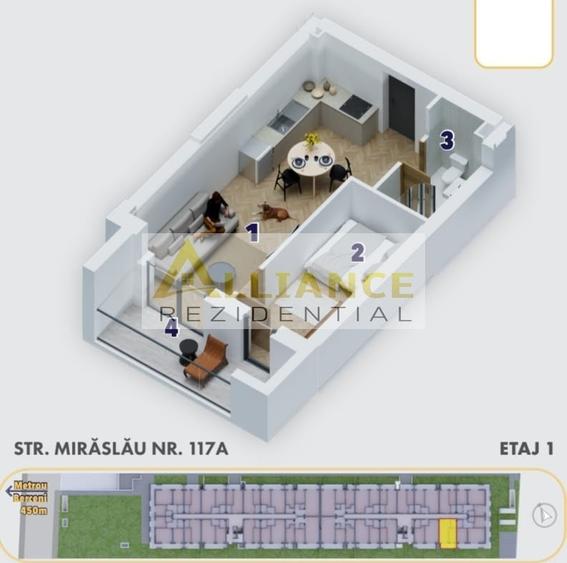 Apartament cu 2 camere semidecomandat în Central