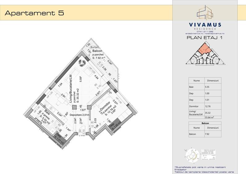 Apartament cu 2 camere în 13 Decembrie