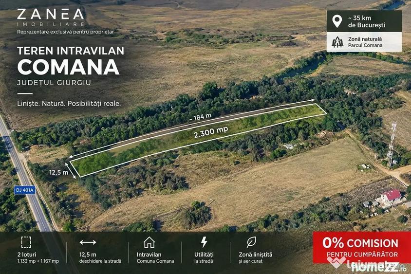 Teren de 2300 mp, în Comana