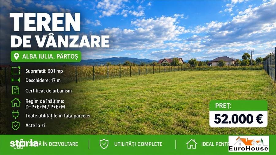 Teren de 601 mp, în Partoș