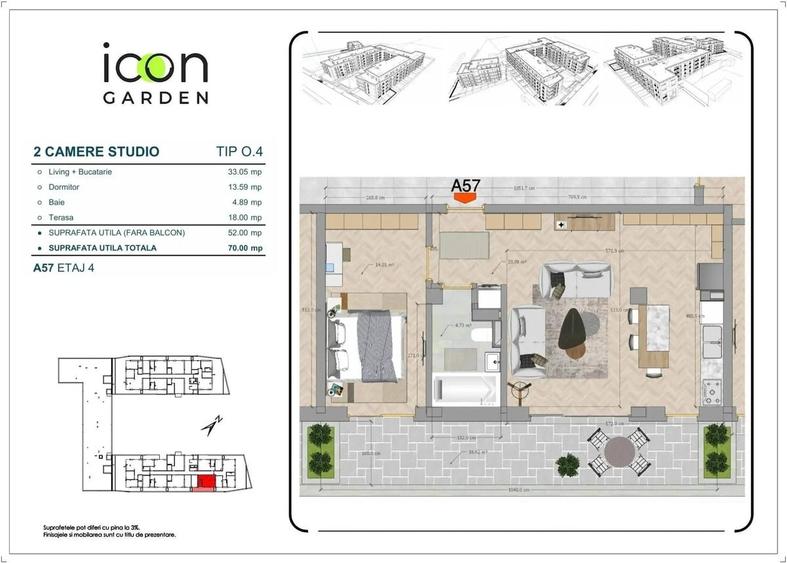 Apartament cu 2 camere decomandat în Moșilor
