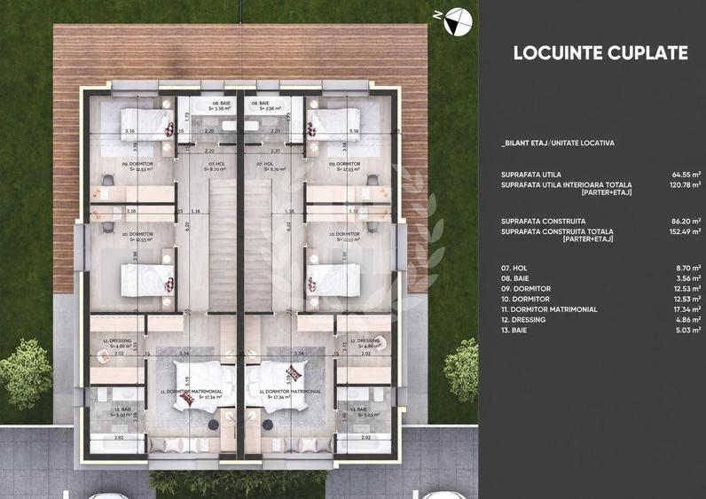 Duplex cu 4 camere cu Canalizare în Balotești