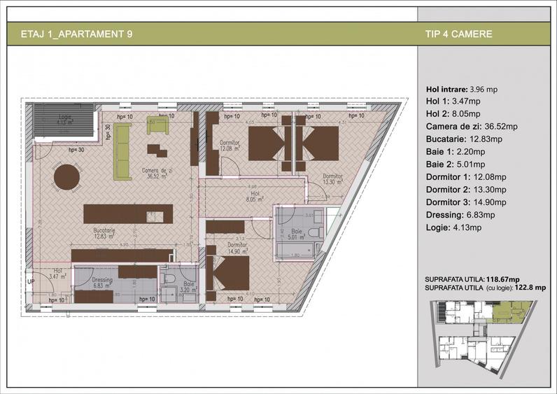 Apartament cu 4 camere decomandat în Nerva Traian