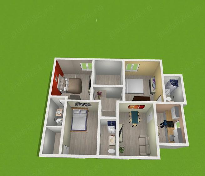 Apartament cu 3 camere decomandat în Central