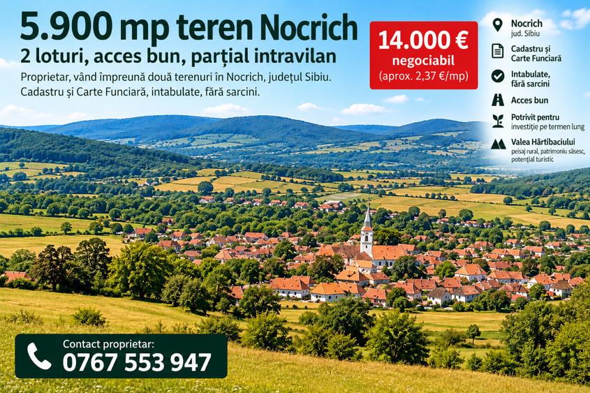 Teren de 5900 mp, în Nocrich