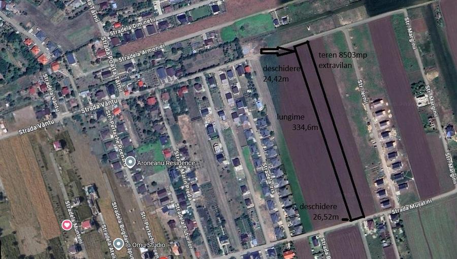 Teren Construcții intravilan de 8503 mp, în Aroneanu