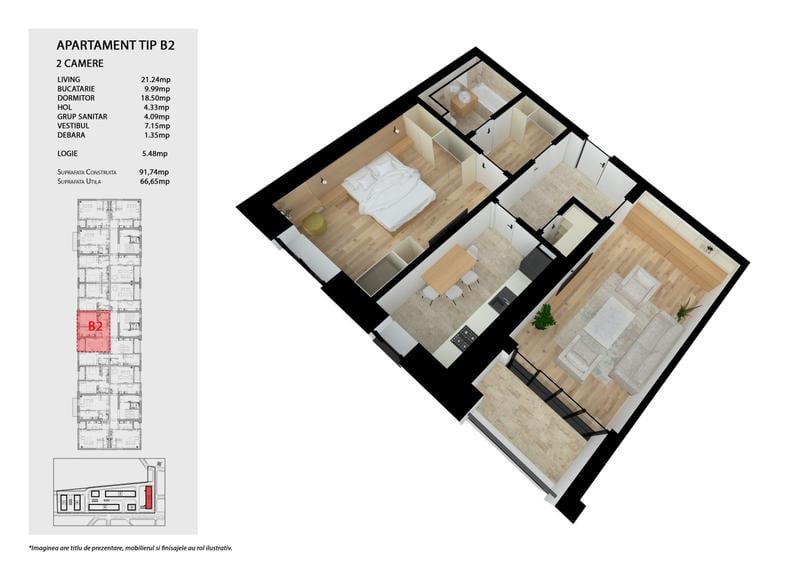 Apartament cu 2 camere decomandat în Ghencea