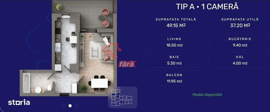 Apartament cu 2 camere în Galata