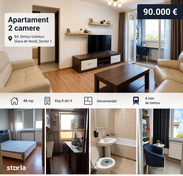 Apartament cu 2 camere decomandat în Gara de Nord
