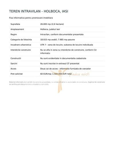 Teren Intravilan 2.6 Ha Holboca Potential De Dezvoltare Rezidentiala
