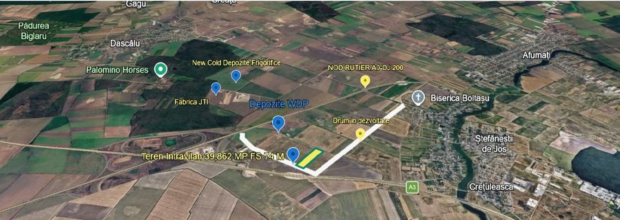 Teren agricol intravilan de 39862 mp, în Ștefăneștii de Jos