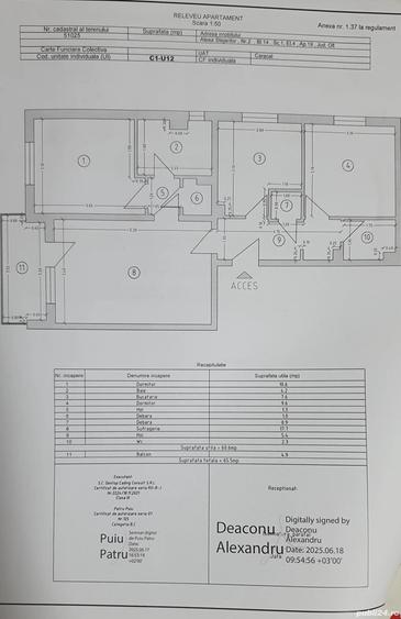 Apartament cu 3 camere decomandat în Central