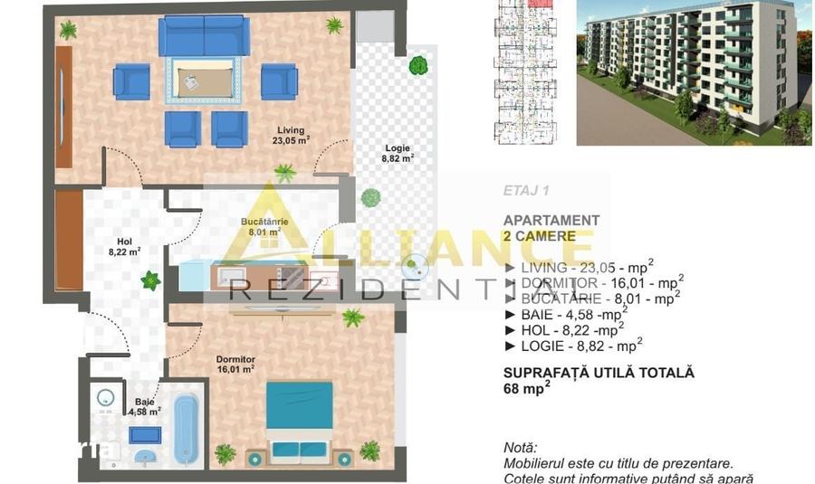 Apartament cu 2 camere în Metalurgiei