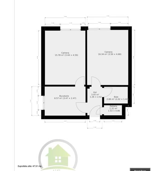 Apartament cu 2 camere circular în Centrul Bancar