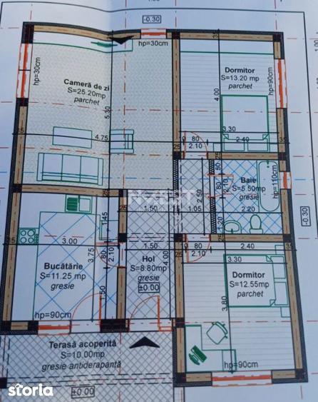 Casa individuala cu 3 camere, 350 mp teren, incalzire in pardoseala, H - 1