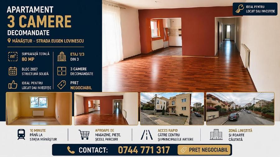Apartament cu 3 camere în Mănăștur — fotografia 1