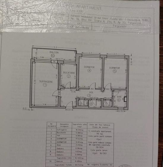 Apartament cu 3 camere decomandat în Micro 6