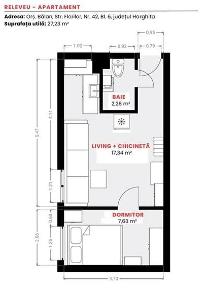 Apartament cu 2 camere semidecomandat, mobilat în Central