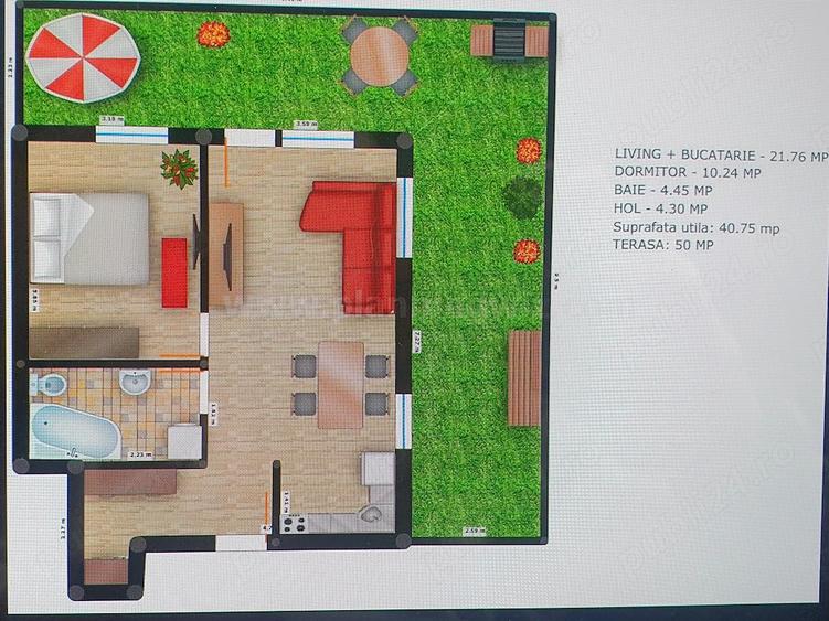Apartament cu 2 camere decomandat, mobilat în Jiului