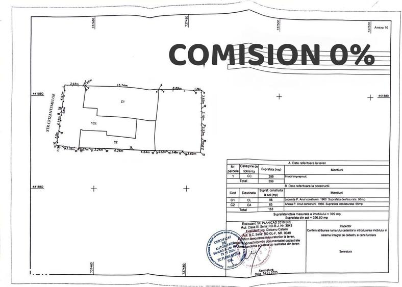 Casă cu 4 camere cu Teren 399 Mp în Central