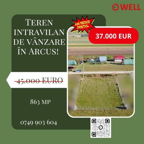 Teren agricol intravilan de 863 mp, în Arcuș
