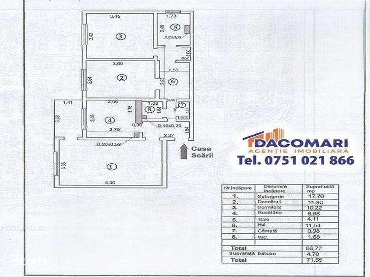 Apartament cu 3 camere decomandat în Micro 39