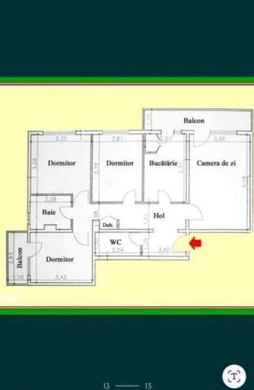 Apartament cu 4 camere decomandat în Nord