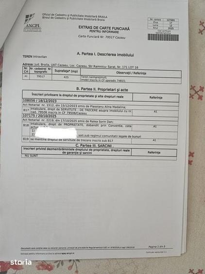 Teren de 425 mp, în Cazasu