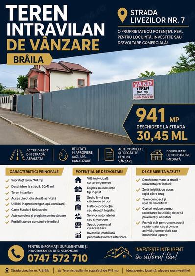 Teren de 941 mp, în Chercea