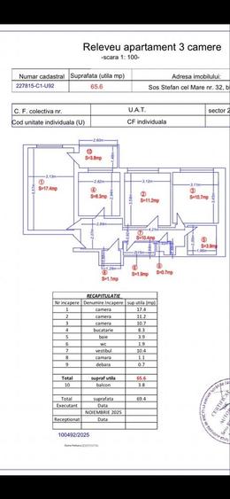 Apartament cu 3 camere decomandat în Ștefan cel Mare