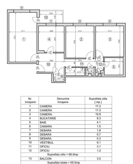 Apartament cu 3 camere decomandat în Militari