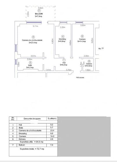 Apartament 3 camere, 65 mp - 9