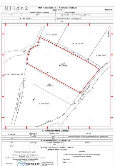 Teren Construcții intravilan de 2797 mp, în Bran