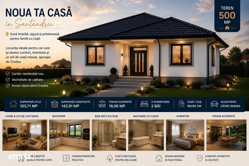 Casa Noua De Vanzare In Santandrei 155.000 La Cheie - 4